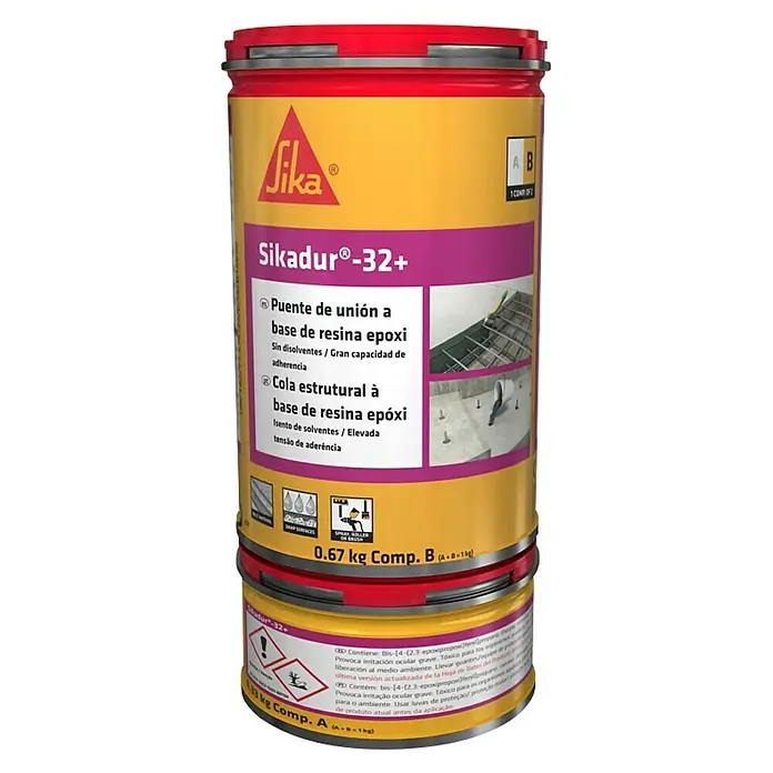Sika Adhesivo de resina epoxi de 2 componentes Sikadur -32+ - 1 kg, Gris hormigón - Vista trasera