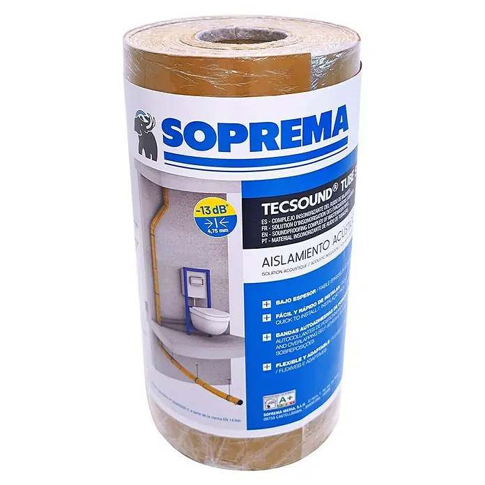 Soprema Cinta de insonorización Tecsound Tube S - 8 m x 40 cm x 4,75 mm, Poliéster - Vista frontal