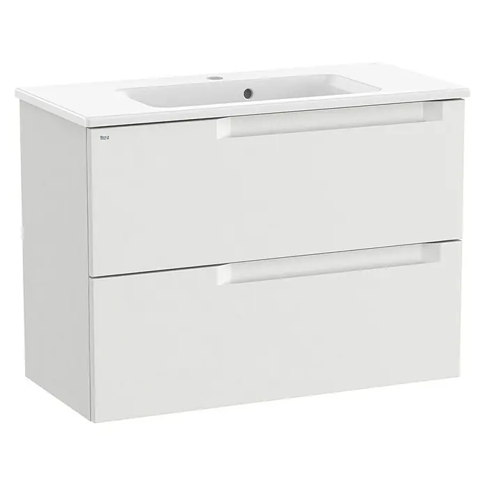 Roca Conjunto de mueble de baño Borneo fondo reducido - 80 cm, Gris, Mate, 2 cajones - Vista angular