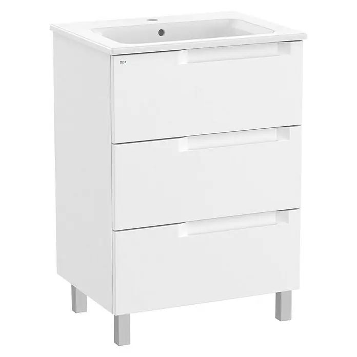 Roca Conjunto de mueble de baño Borneo - 60 cm, Blanco, Mate, 3 cajones - Vista angular