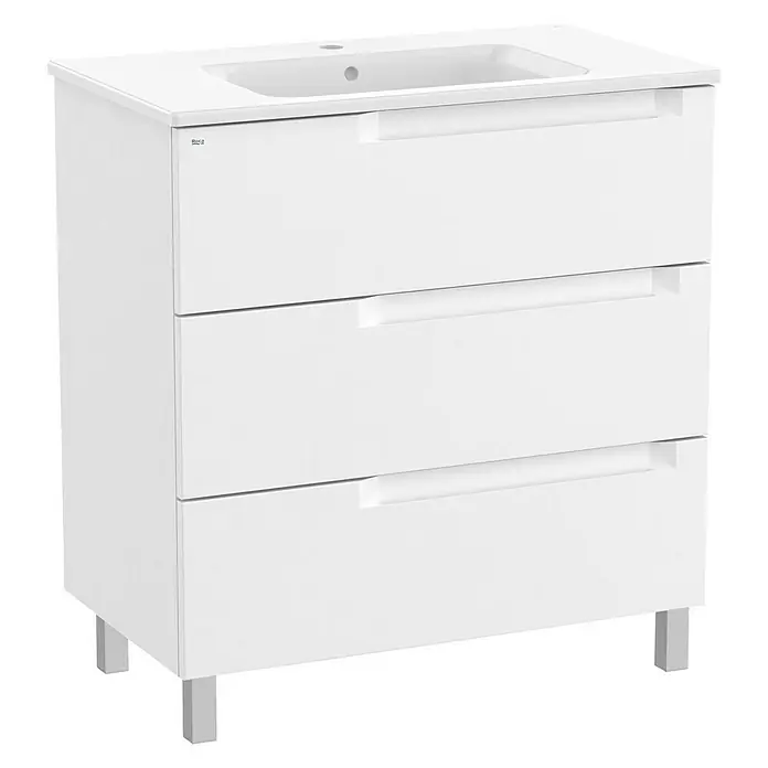 Roca Conjunto de mueble de baño Borneo - 80 cm, Blanco, Mate, 3 cajones - Vista angular