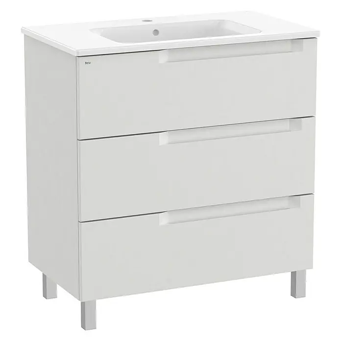 Roca Conjunto de mueble de baño Borneo - 80 cm, Gris, Mate, 3 cajones - Vista angular