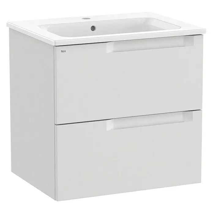 Roca Conjunto de mueble de baño Borneo - 60 cm, Gris, Mate, 2 cajones - Vista angular
