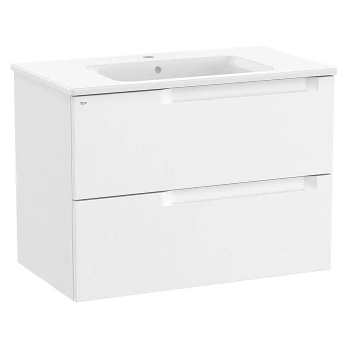 Roca Conjunto de mueble de baño Borneo - 80 cm, Blanco, Mate, 2 cajones - Vista angular