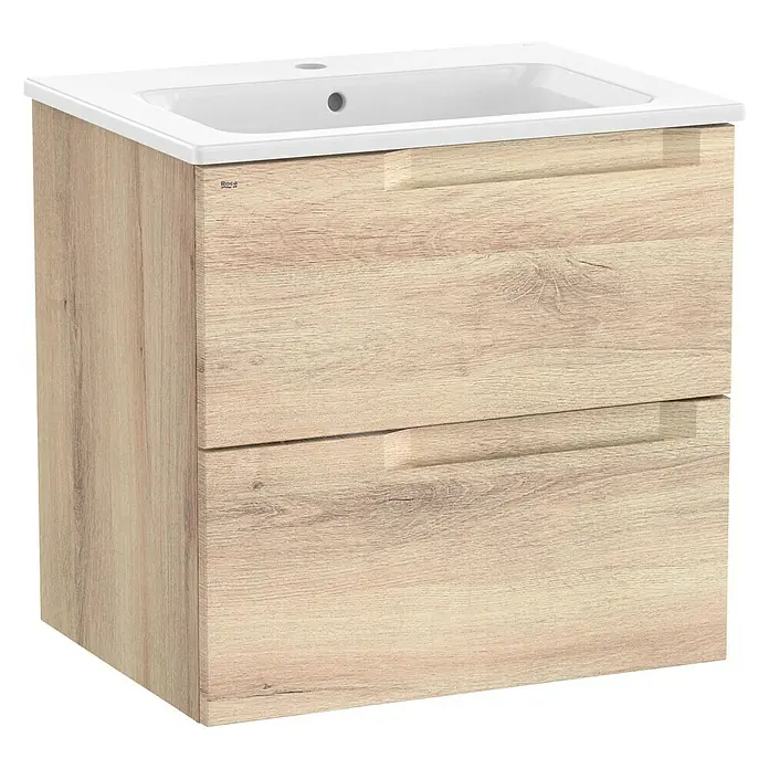 Roca Conjunto de mueble de baño Borneo - 60 cm, Beige Nature, Mate, 2 cajones - Vista angular