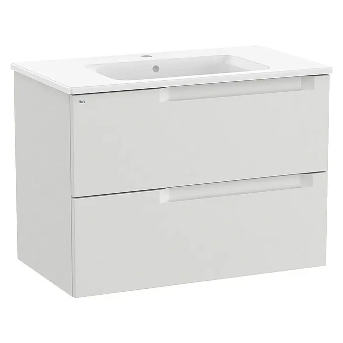 Roca Conjunto de mueble de baño Borneo - 80 cm, Gris, Mate, 2 cajones - Vista angular