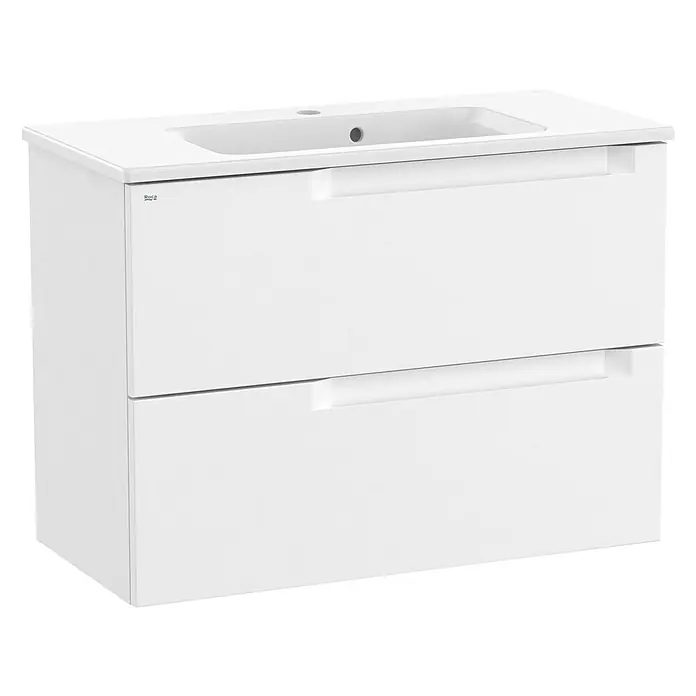 Roca Conjunto de mueble de baño Borneo fondo reducido - 80 cm, Blanco, Mate, 2 cajones - Vista angular