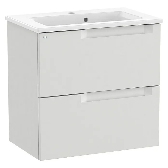 Roca Conjunto de mueble de baño Borneo fondo reducido - 60 cm, Gris, Mate, 2 cajones - Vista angular