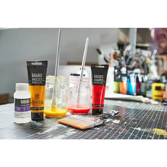 Liquitex Basics Platte kwast Flat - Penseelmaat: 04, Nylonvezel, Hout - Sfeeropname