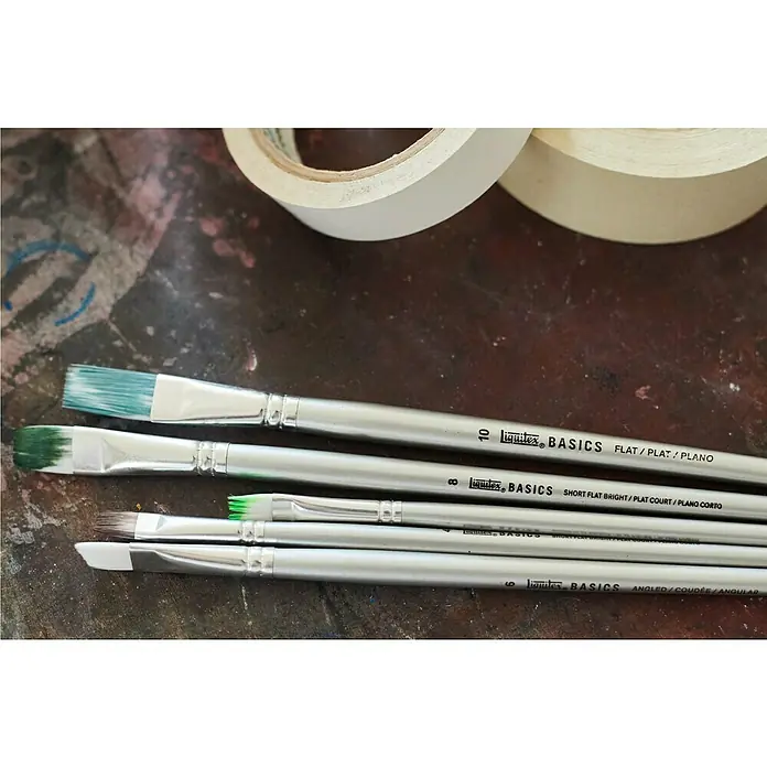 Liquitex Basics Platte kwast Flat - Penseelmaat: 04, Nylonvezel, Hout - Sfeeropname