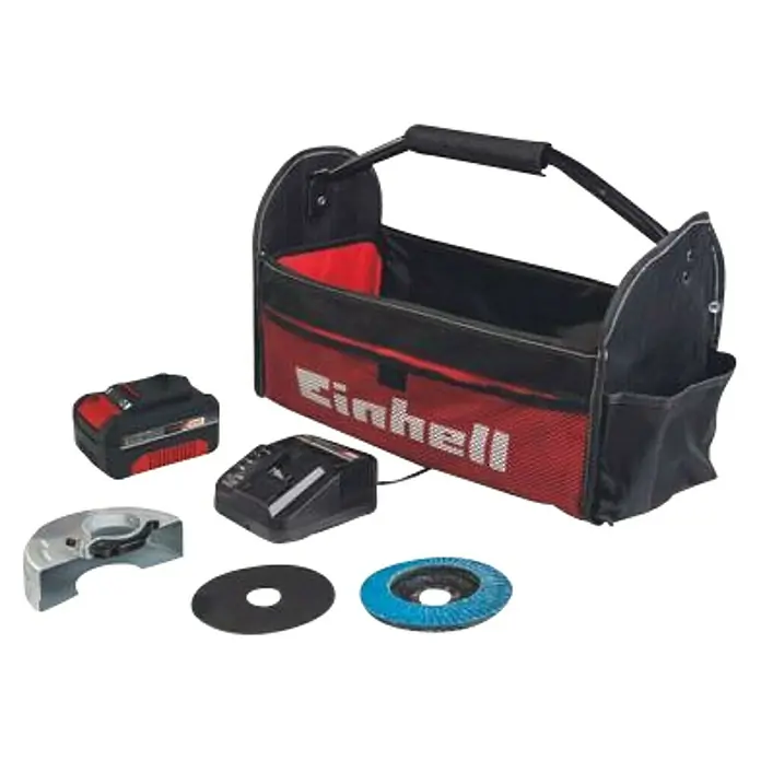 Einhell Akumulatorska kutna brusilica - 18 V, 1 baterija, 4 Ah, Promjer rezne ploče: 115 mm - Dijagonalni pogled