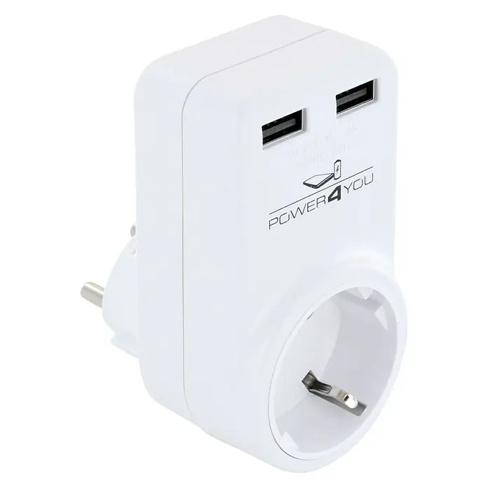 Schwaiger USB-Ladeadapter - Weiß, 3-fach - Diagonale Ansicht