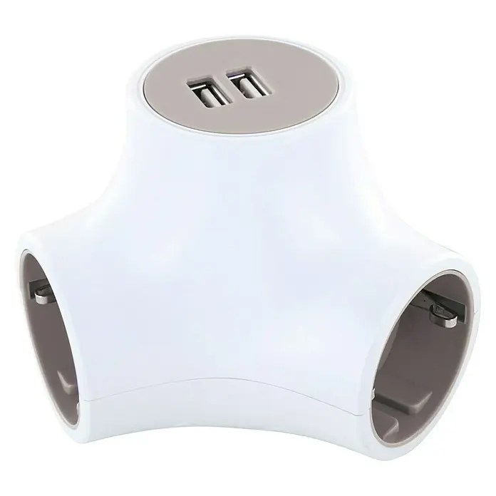 Schwaiger USB-Steckdose - Weiß/Grau, 5-fach - Diagonale Ansicht
