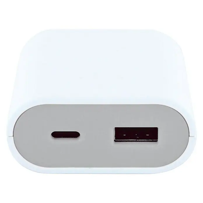 Schwaiger USB-Ladeadapter - Weiß/Grau, 2-fach - Diagonale Ansicht