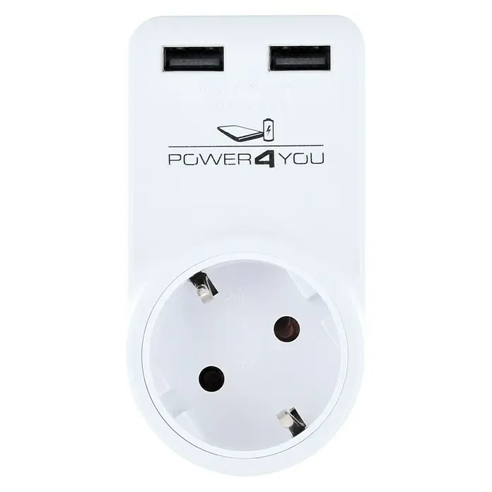 Schwaiger USB-Ladeadapter - Weiß, 3-fach - Vorderansicht