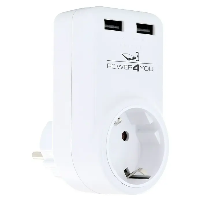 Schwaiger USB-Ladeadapter - Weiß, 3-fach - Diagonale Ansicht