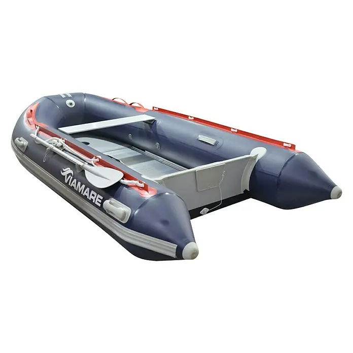 Viamare Schlauchboot 330 S Alu - L x B x H: 330 x 162 x 44 cm, Geeignet für: 4+1 Personen, Nutzlast: 650 kg, Rot/Grau - Diagonale Ansicht