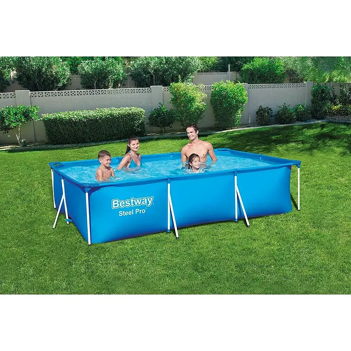 Bestway Zwembad met filterpomp Steel Pro - 300 x 201 x 66 cm, 3.300 l, Blauw - Toepassingsvoorbeeld