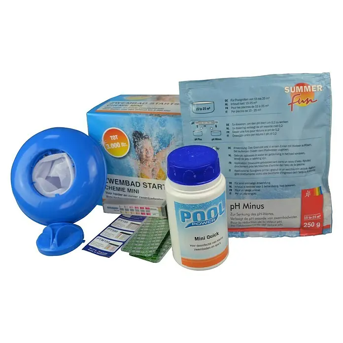Summer Fun Startset voor zwembaden chemie Mini - Inhoud: 250 g - Diagonaal zicht