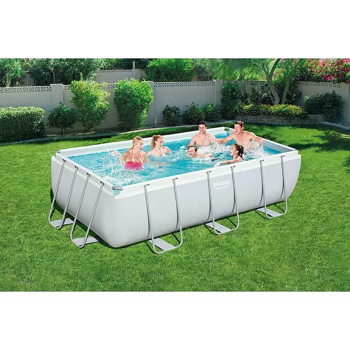 Bestway Frame zwembad met filterpomp Power Steel - l x b x h: 404 x 201 x 100 cm, 6.478 l, Grijs - Toepassingsvoorbeeld