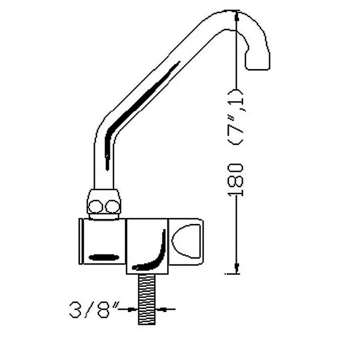 Grifo de lavabo abatible - An x Al: 89 x 180 mm, Abatible, Plateado - Dibujo técnico