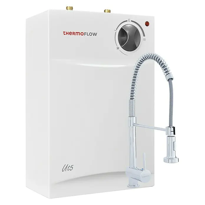 Thermoflow Untertischspeicher UT 5 mit Armatur Ovalis Pro - 5 l, 2.000 W, Temperaturbereich: Bis 75 °C - Diagonale Ansicht