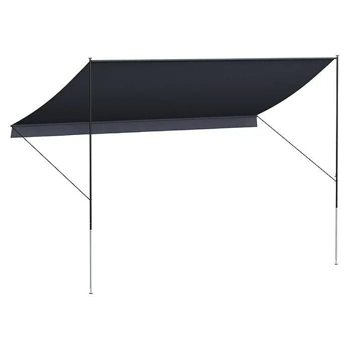 Klemmmarkise Style Anthrazit - Dunkelgrau, Breite: 4 m, Ausfall: 1,5 m - Diagonale Ansicht