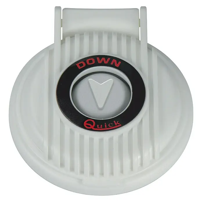 Pulsador down - L x An x Al: 85 x 77 x 12 mm, Blanco - Vista descendente