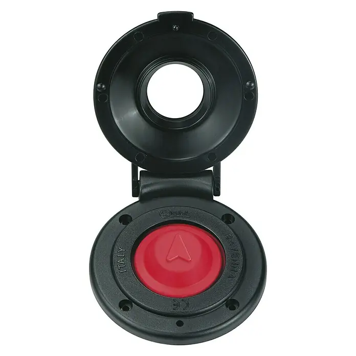 Pulsador up - L x An x Al: 85 x 77 x 12 mm, Negro - Vista descendente
