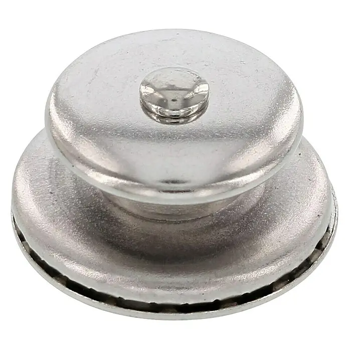 Druckknopf - Durchmesser: 20 mm, Messing, Verchromt - Ansicht von oben