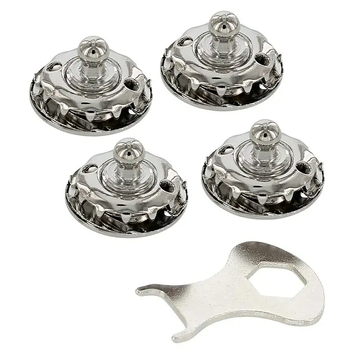 Knopf-Set für Tuch - M5, Messing, Vernickelt - Ansicht von oben