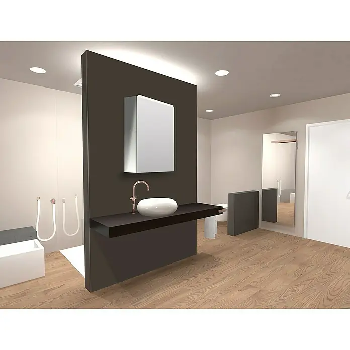 DSK LED-Spiegelschrank Aluminio Vegas - B x H: 50 x 60 cm, Mit Beleuchtung, Aluminium, Silber - Stimmungsaufnahme