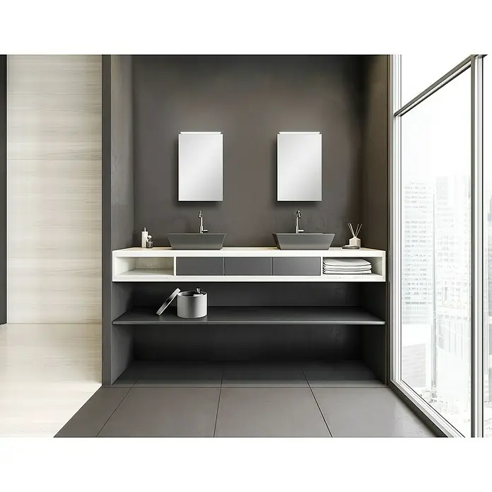 DSK LED-Spiegelschrank Aluminio Vegas - B x H: 40 x 60 cm, Mit Beleuchtung, Aluminium, Silber - Stimmungsaufnahme