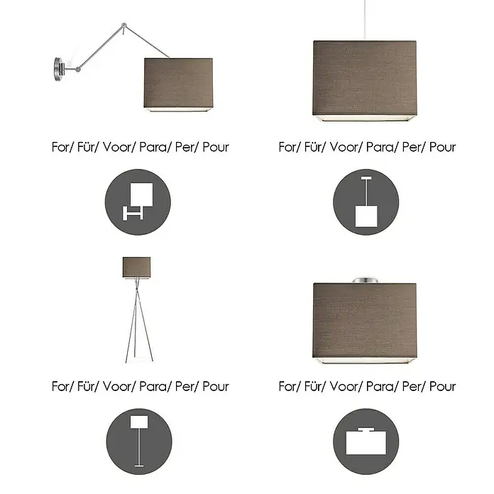 Home Sweet Home Lampenschirm Block - L x B x H: 40 x 40 x 27 cm, Beige, Taupe, Baumwolle, Eckig - Skizze