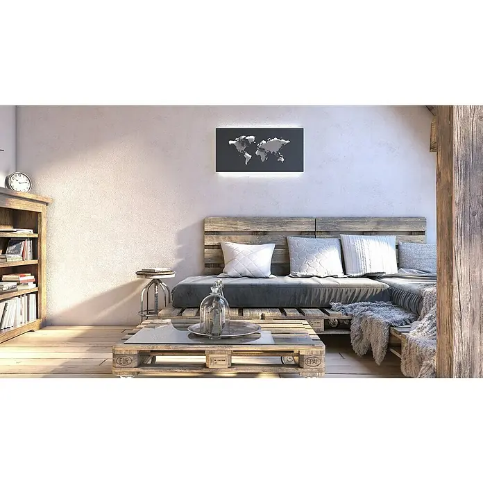 WOFI LED-Wandleuchte Linda - Grau, L x B x H: 60 x 30 x 5 cm, Grau - Stimmungsaufnahme