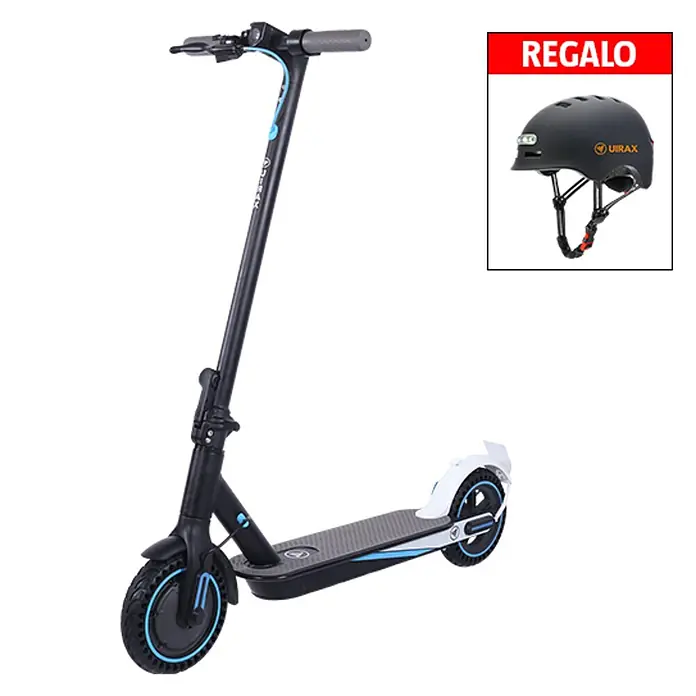 Uirax Patinete eléctrico Premium + casco negro - 350 W, Velocidad: 0 km/h - 25 km/h, Diámetro neumático: 8,5 ", Tipo de batería: Iones de litio - Vista angular