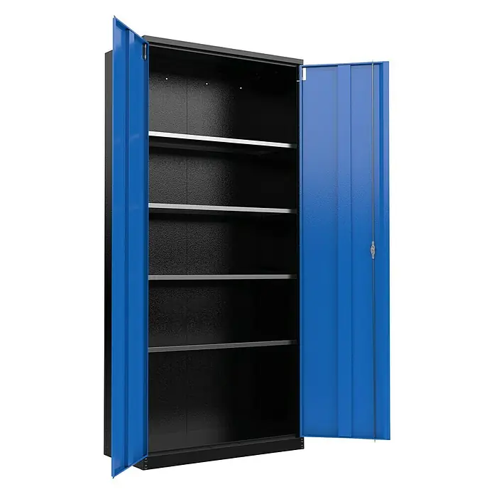 Güde Werkzeugschrank GWS - L x B x H: 85 x 40 x 185 cm, Blau/Schwarz - Diagonale Ansicht