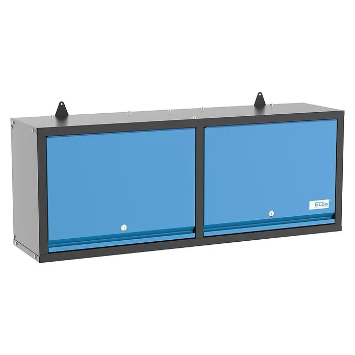 Güde Werkzeugschrank GWS 2T - L x B x H: 120 x 31 x 51 cm, Blau/Schwarz - Diagonale Ansicht