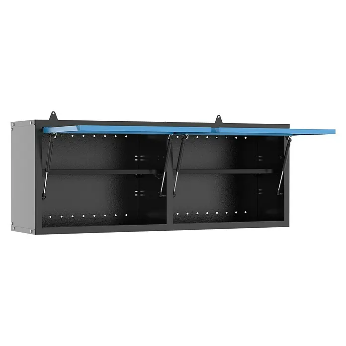 Güde Werkzeugschrank GWS 2T - L x B x H: 120 x 31 x 51 cm, Blau/Schwarz - Diagonale Ansicht