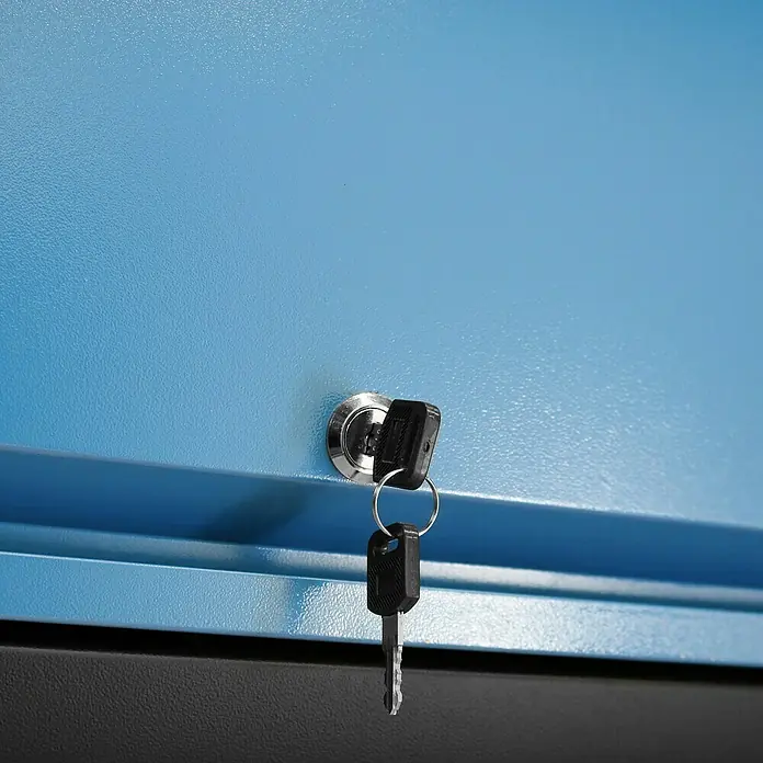 Güde Werkzeugschrank GWS 2T - L x B x H: 120 x 31 x 51 cm, Blau/Schwarz - Detailaufnahme
