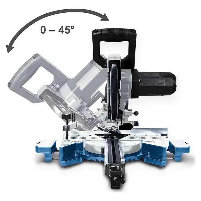 Scheppach Kapp- & Gehrungssäge HM90MP - 1.700 W, Durchmesser Sägeblatt: 216 mm, L x B x H: 79 x 46 x 35,5 cm - Skizze