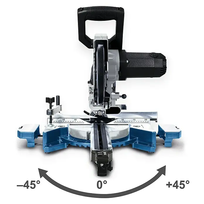 Scheppach Kapp- & Gehrungssäge HM90MP - 1.700 W, Durchmesser Sägeblatt: 216 mm, L x B x H: 79 x 46 x 35,5 cm - Skizze