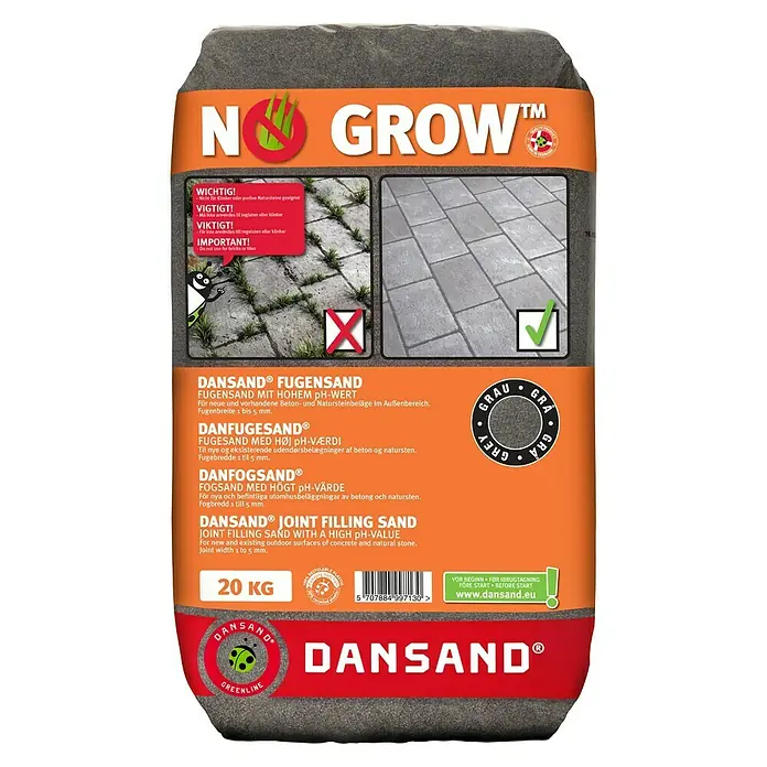 Dansand Fugensand No Grow - Grau, Fugenbreite: 1 mm - 5 mm, 20 kg - Vorderansicht