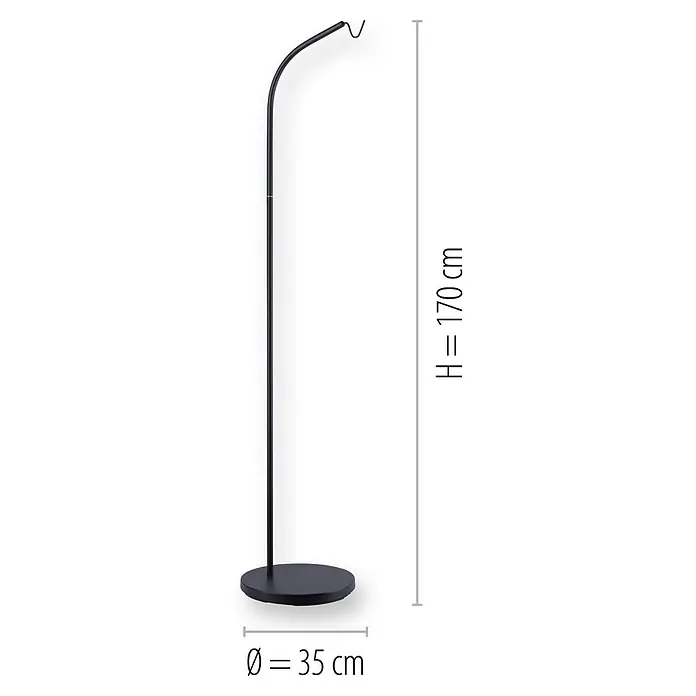 LeuchtenDirekt Holly Lampvoet - Hoogte: 170 cm, Zwart - Blauwdruk