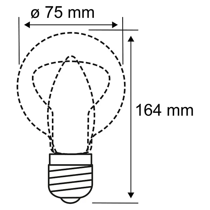 Paulmann Inner Glow LED-Leuchtmittel Helix - E27, 3,5 W, 90 lm, Kerzenform, Rauchglas - Skizze