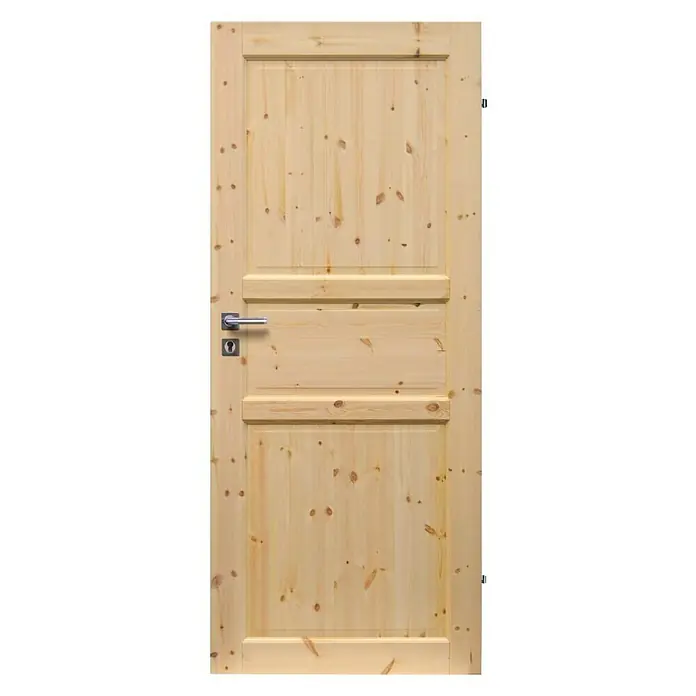 Eurolam Sobna vrata P1 - 950 x 2.000 mm, DIN graničnik: Desno, Natur, Središnji položaj: Masivno - Pogled sprijeda