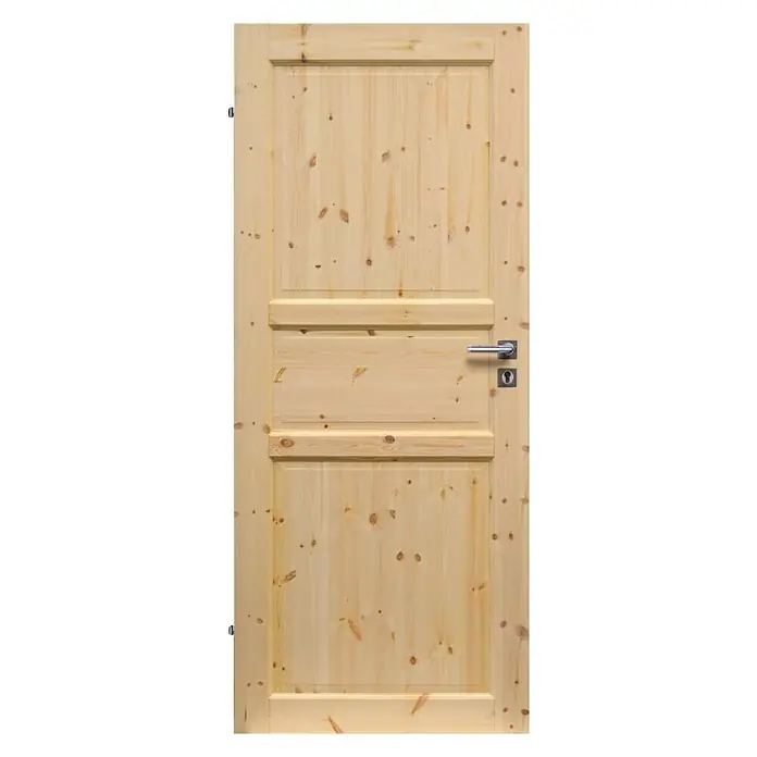 Eurolam Sobna vrata P1 - 950 x 2.000 mm, DIN graničnik: Lijevo, Natur, Središnji položaj: Masivno - Pogled sprijeda
