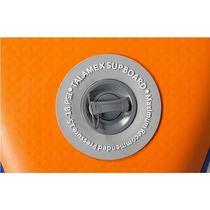 Talamex SUP-Board-Set 7.6 Wave - L x B x H: 232 x 60 x 10 cm, Nutzlast: 60 kg, Aufblasbar, Orange/Blau - Detailaufnahme