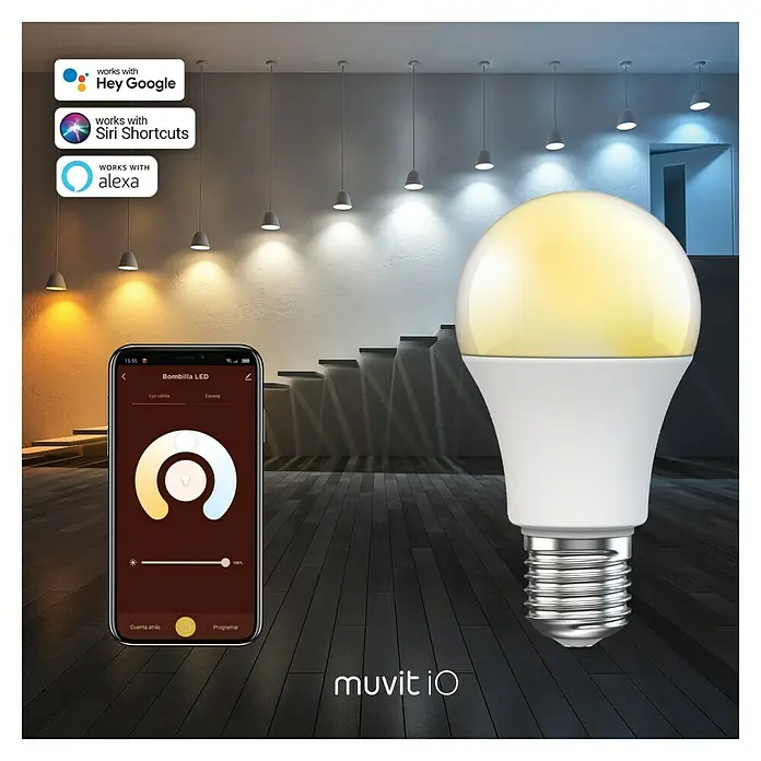 Muvit iO Bombilla LED inteligente White - 8 W, E27, Blanco frío, 1 ud. - Vista frontal