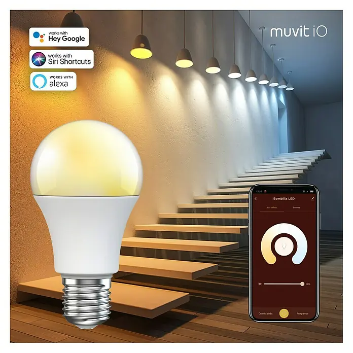 Muvit iO Bombilla LED inteligente White - 8 W, E27, Blanco frío, 1 ud. - Vista frontal